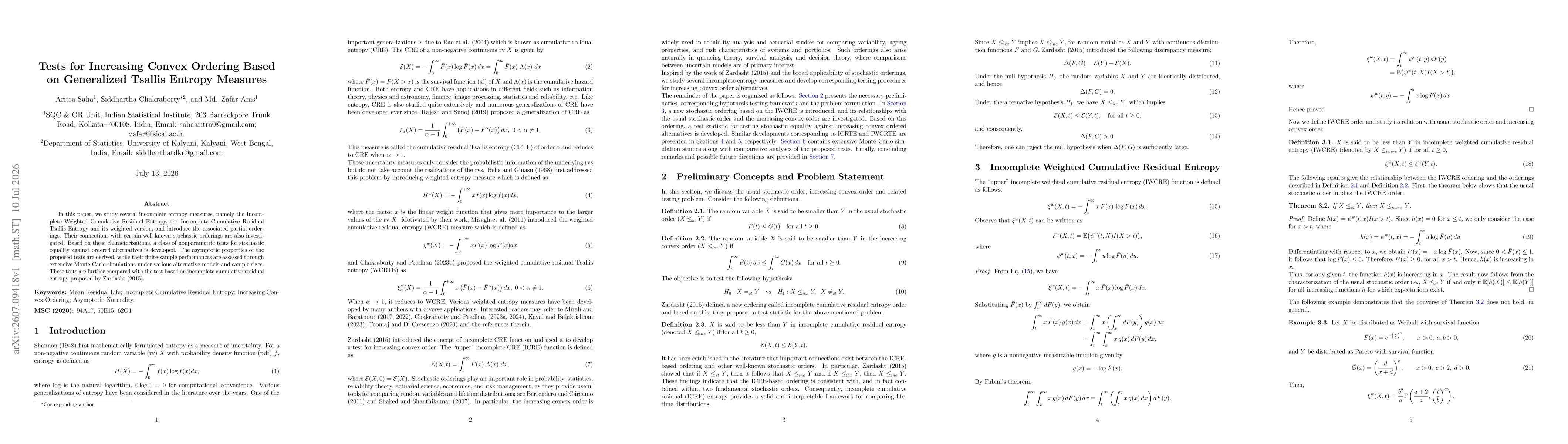 Thumbnail for Tests for Increasing Convex Ordering Based on Generalized Tsallis Entropy Measures