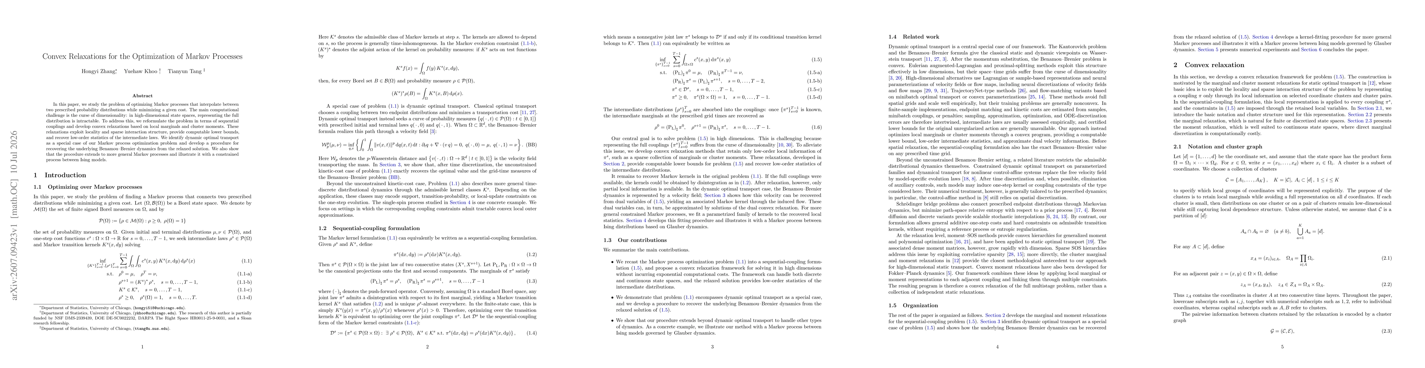 Thumbnail for Convex Relaxations for the Optimization of Markov Processes