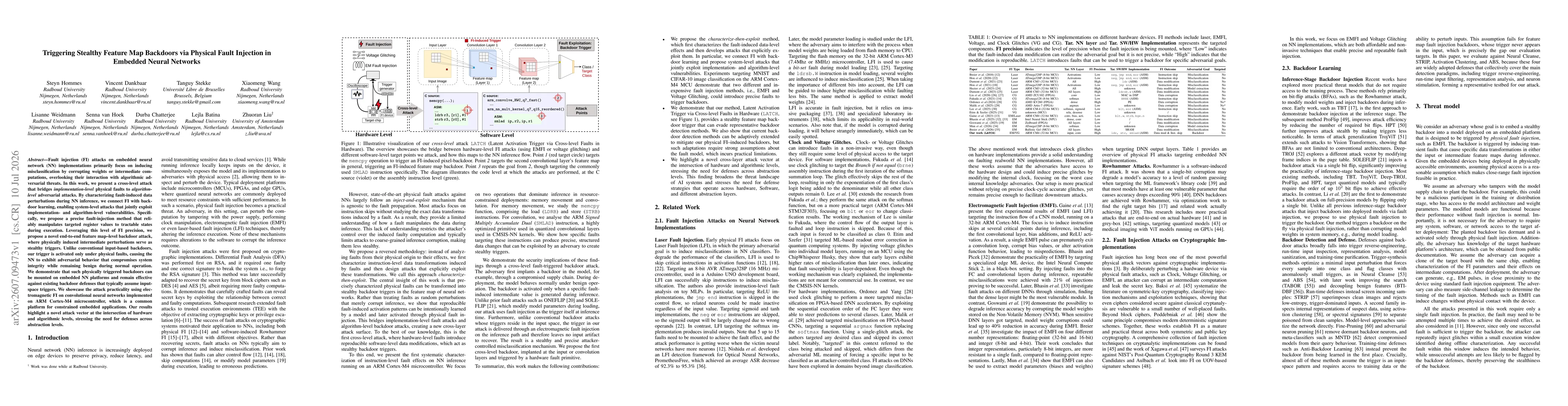 Thumbnail for Triggering Stealthy Feature Map Backdoors via Physical Fault Injection in Embedded Neural Networks