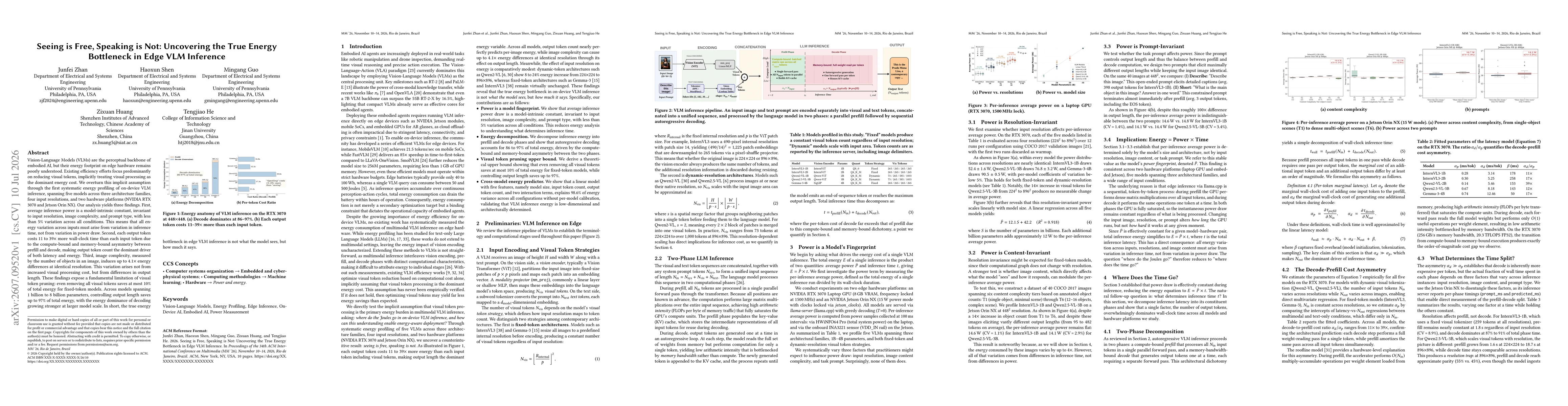 Thumbnail for Seeing is Free, Speaking is Not: Uncovering the True Energy Bottleneck in Edge VLM Inference