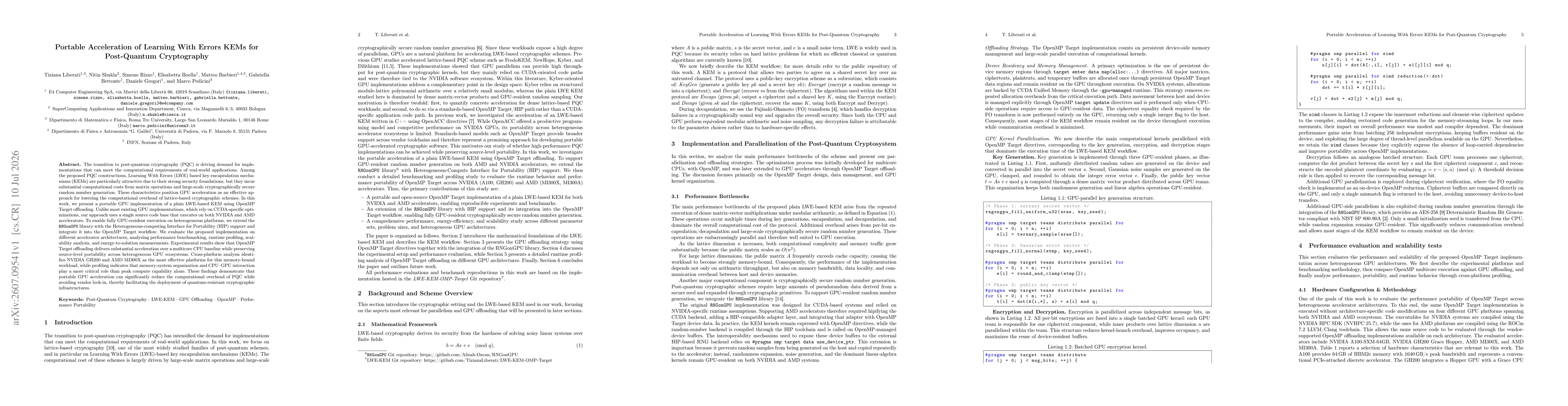 Thumbnail for Portable Acceleration of Learning With Errors KEMs for Post-Quantum Cryptography