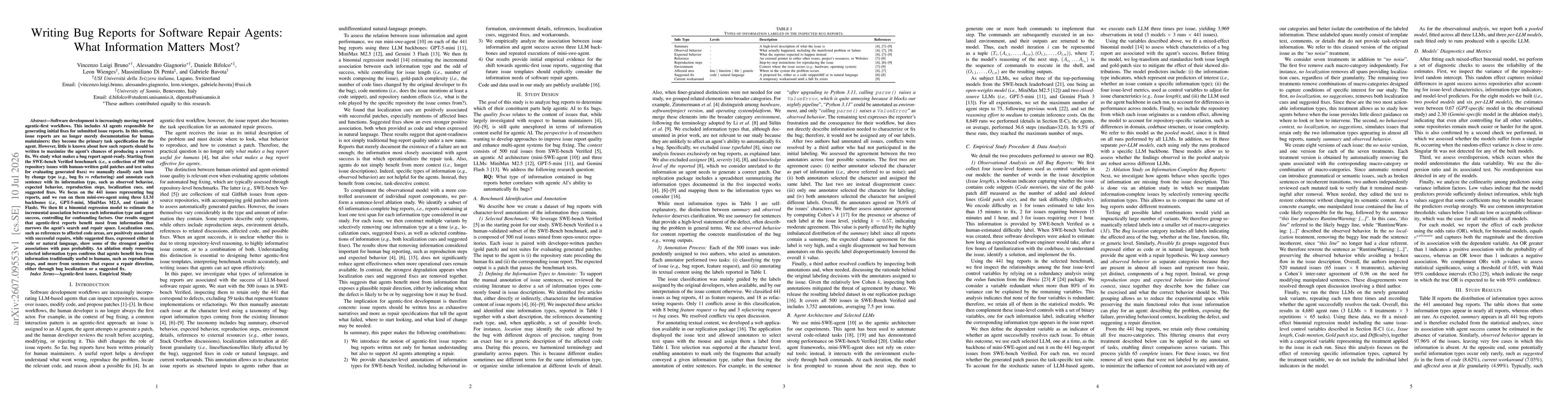 Thumbnail for Writing Bug Reports for Software Repair Agents: What Information Matters Most?