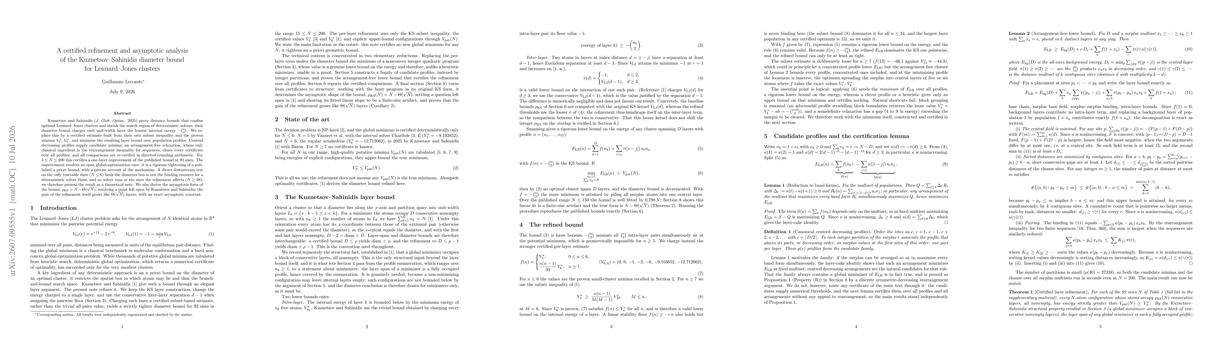 Thumbnail for A certified refinement and asymptotic analysis of the Kuznetsov-Sahinidis diameter bound for Lennard-Jones clusters
