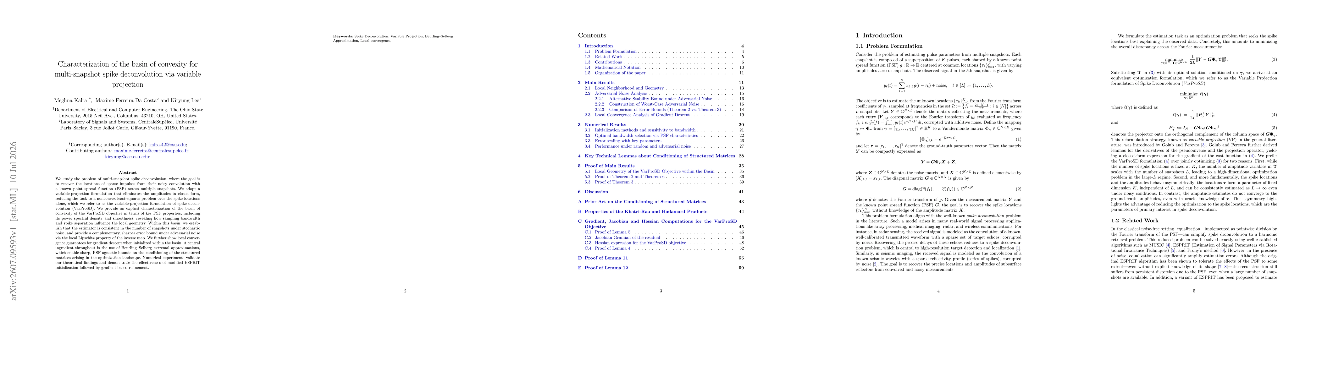 Thumbnail for Characterization of the basin of convexity for multi-snapshot spike deconvolution via variable projection