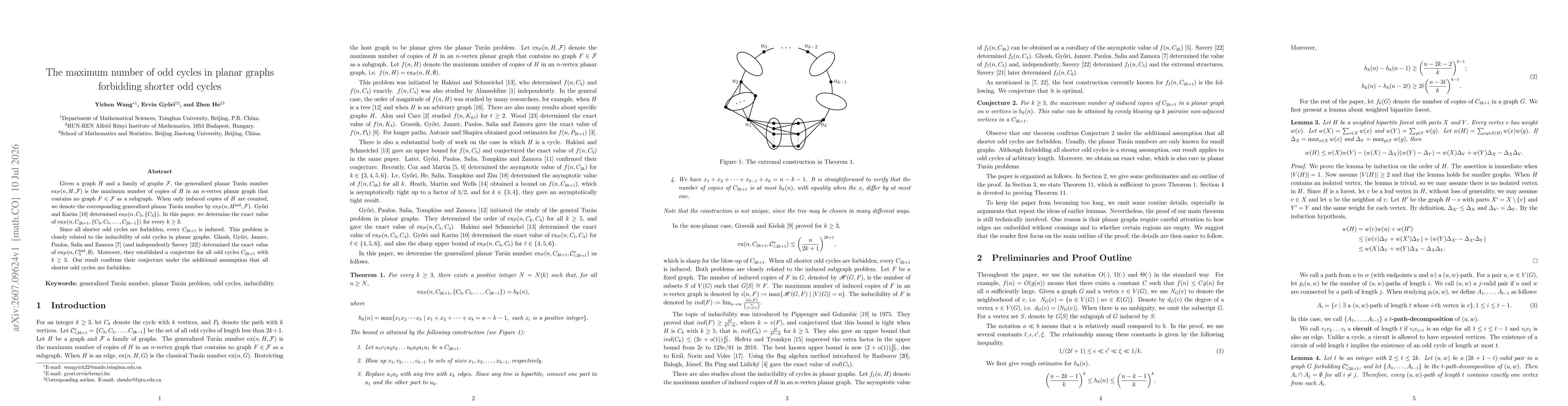 Thumbnail for The maximum number of odd cycles in planar graphs forbidding shorter odd cycles