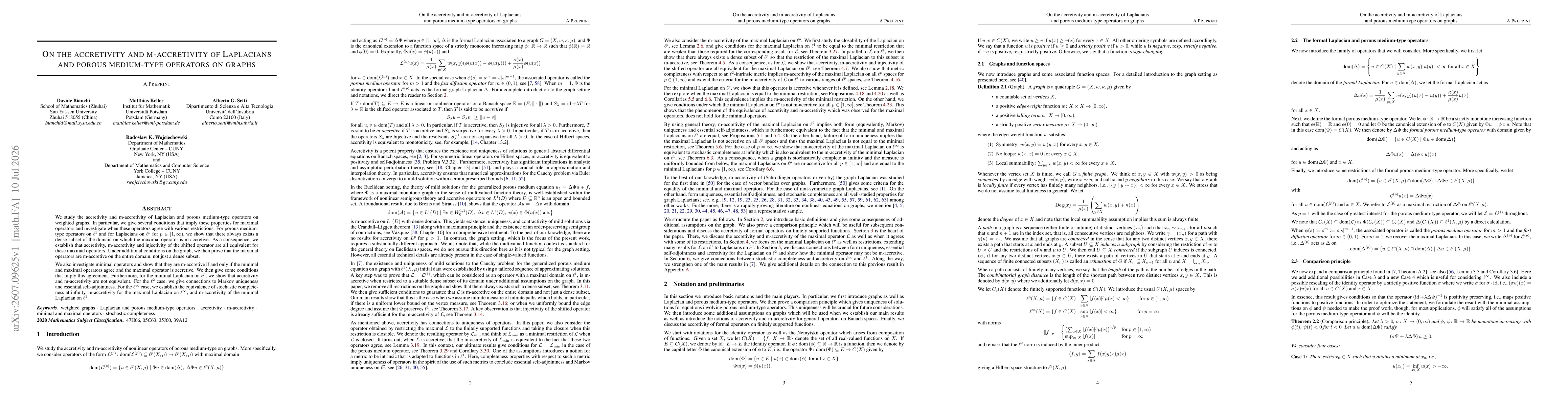Thumbnail for On the accretivity and m-accretivity of Laplacians and porous medium-type operators on graphs