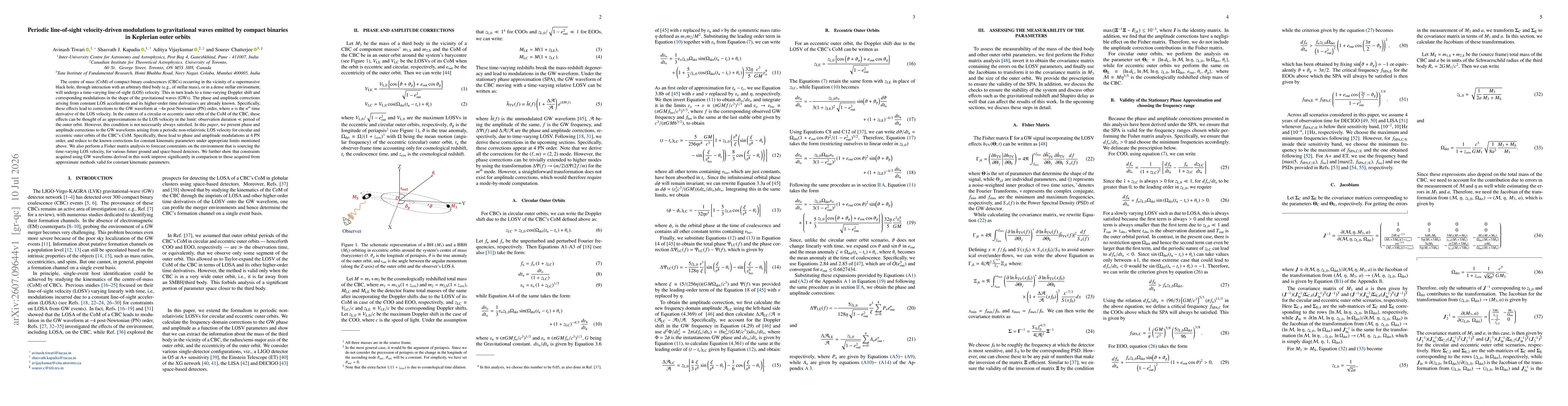 Thumbnail for Periodic line-of-sight velocity-driven modulations to gravitational waves emitted by compact binaries in Keplerian outer orbits