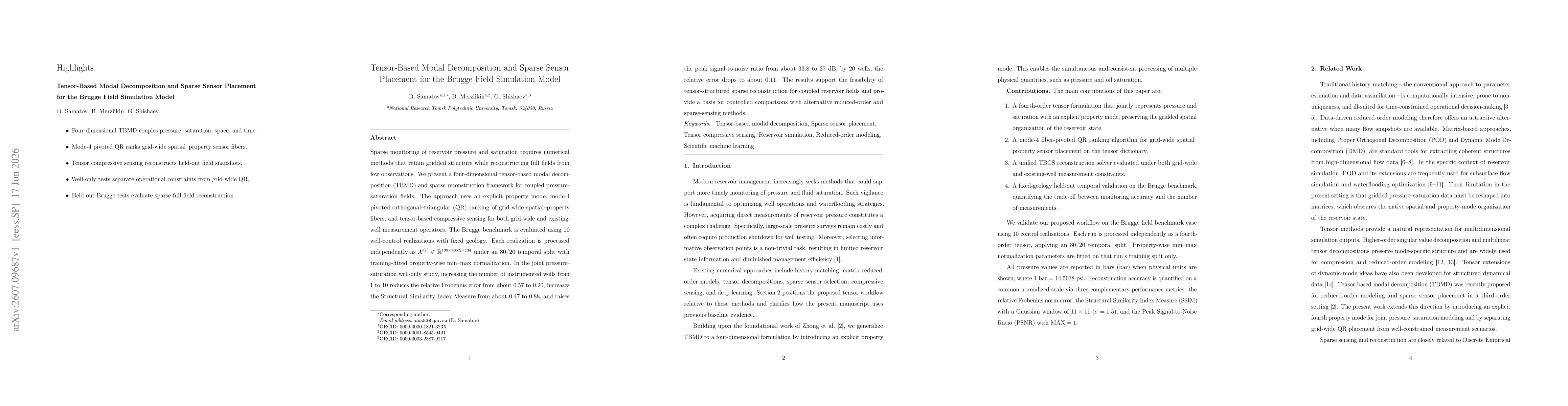 Thumbnail for Tensor-Based Modal Decomposition and Sparse Sensor Placement for the Brugge Field Simulation Model