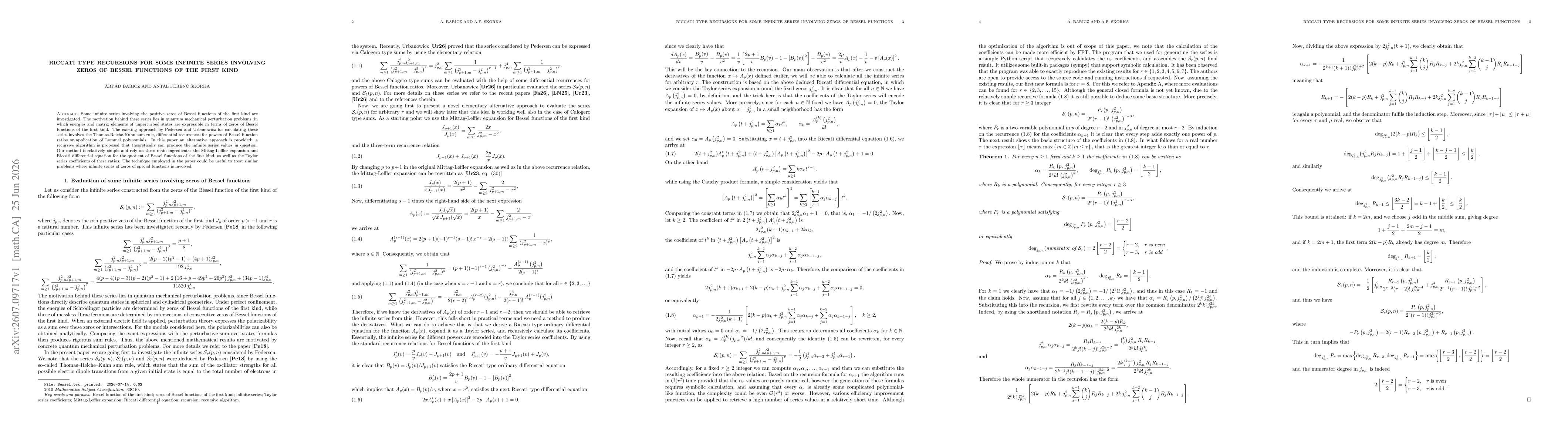 Thumbnail for Riccati type recursions for some infinite series involving zeros of Bessel functions of the first kind