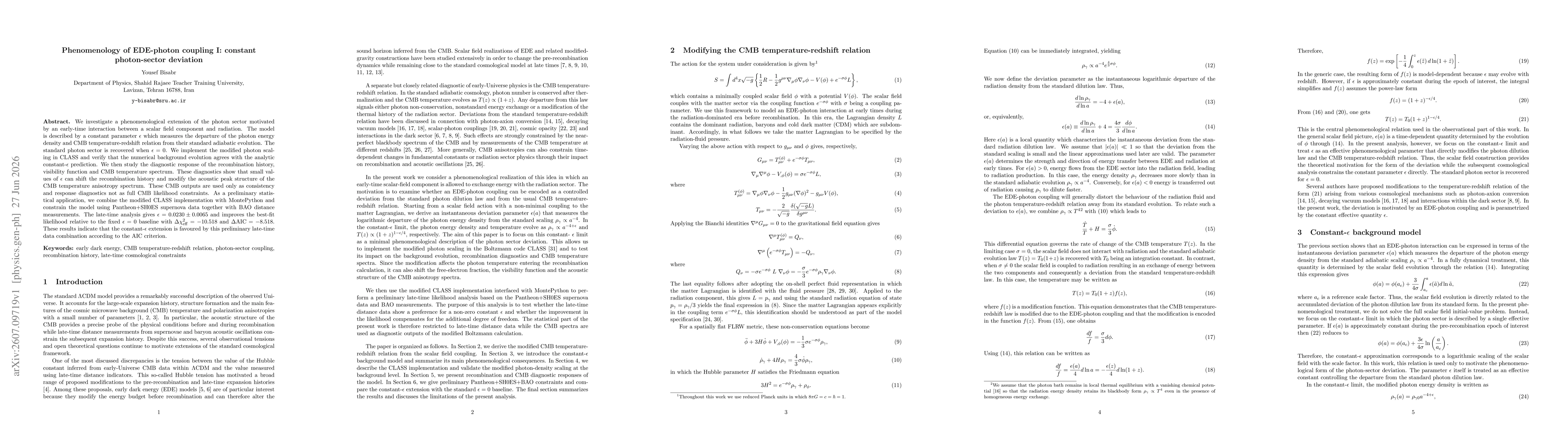 Thumbnail for Phenomenology of EDE-photon coupling I: constant photon-sector deviation
