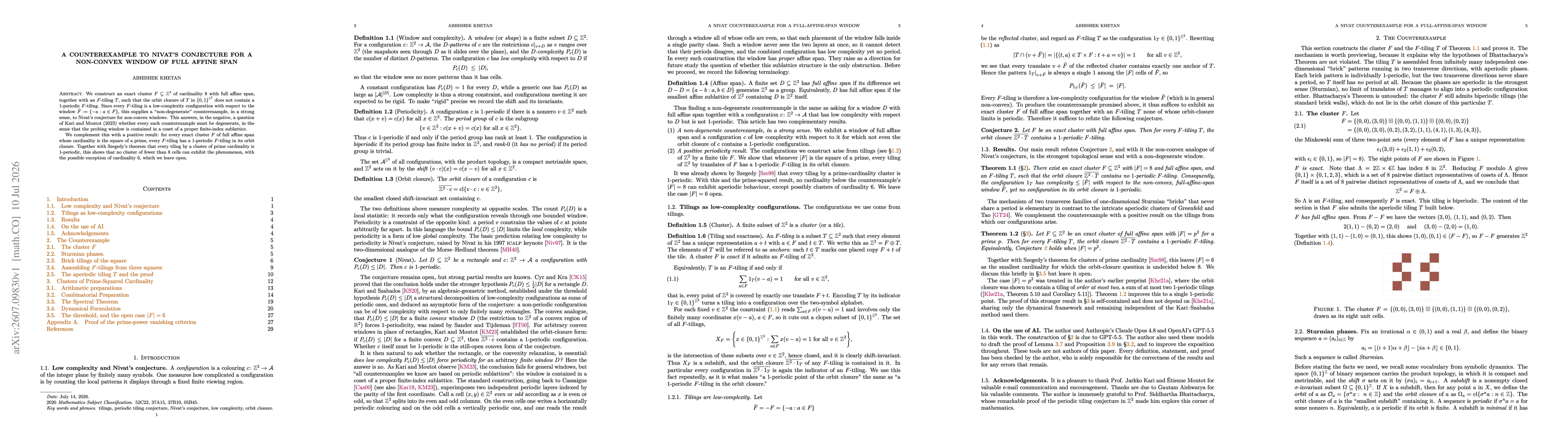 Thumbnail for A Counterexample to Nivat's Conjecture for a Non-Convex Window of Full Affine Span