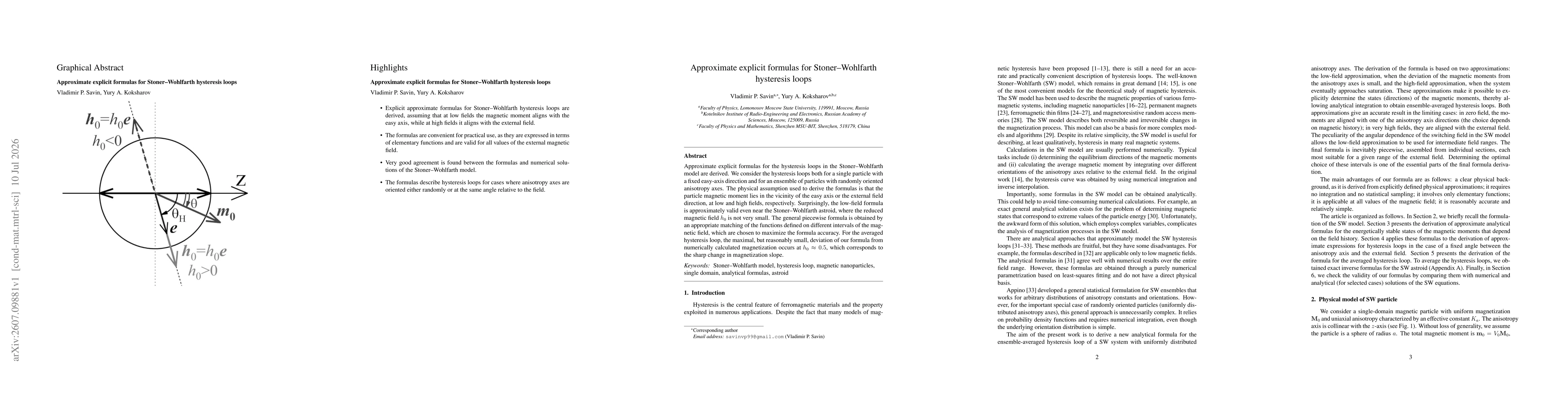 Thumbnail for Approximate explicit formulas for Stoner-Wohlfarth hysteresis loops