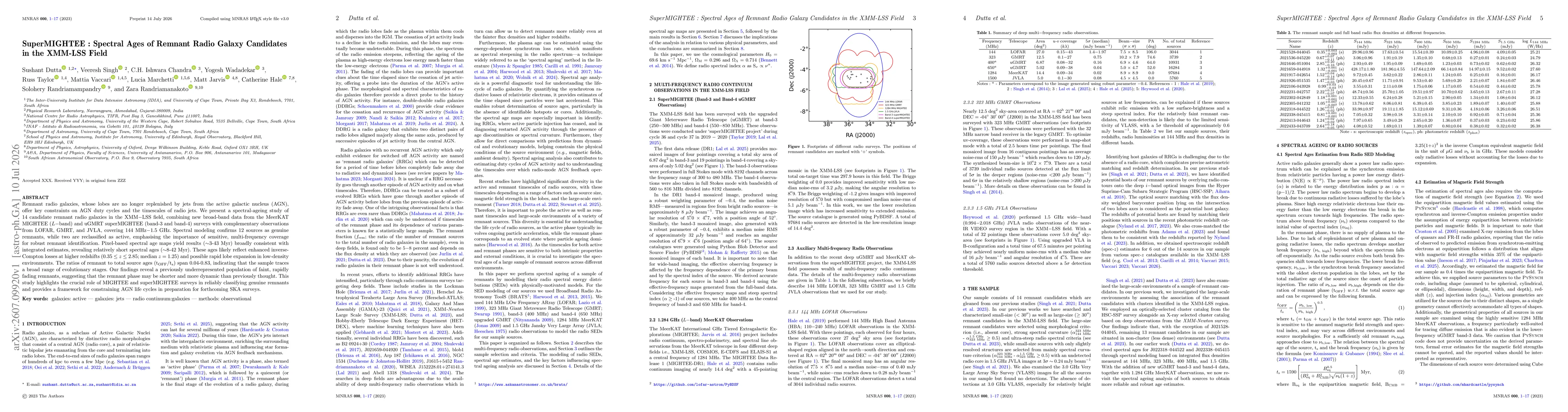 Thumbnail for SuperMIGHTEE : Spectral Ages of Remnant Radio Galaxy Candidates in the XMM-LSS Field