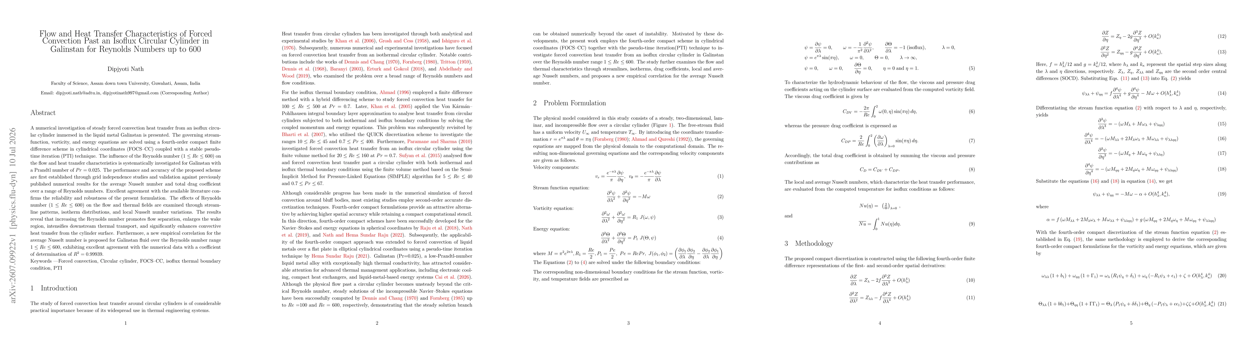 Thumbnail for Flow and Heat Transfer Characteristics of Forced Convection Past an Isoflux Circular Cylinder in Galinstan for Reynolds Numbers up to 600