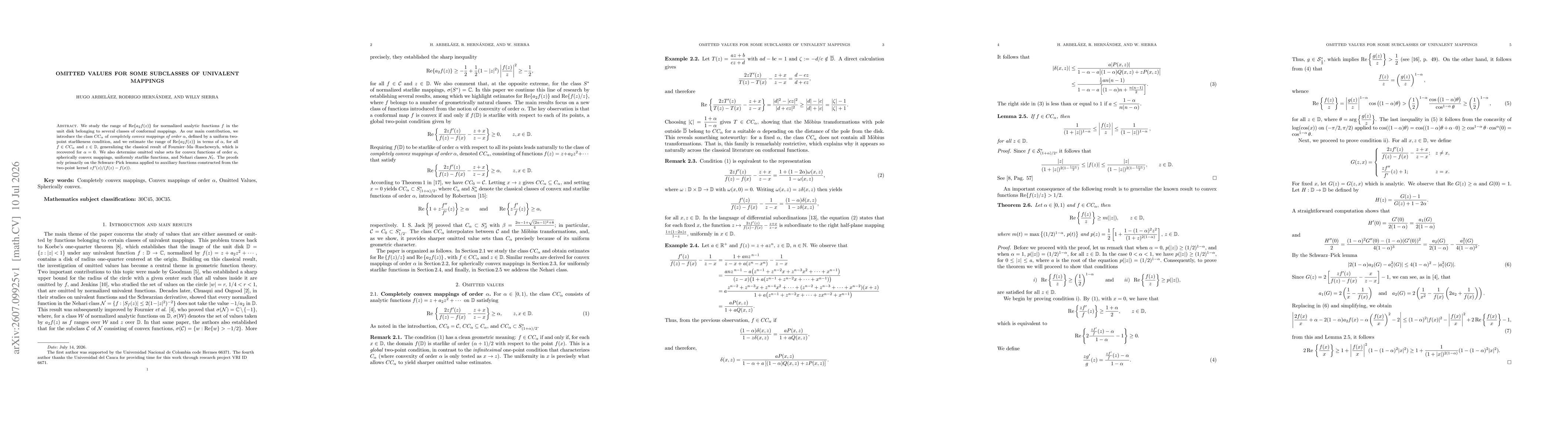 Thumbnail for Omitted values for some subclasses of univalent mappings