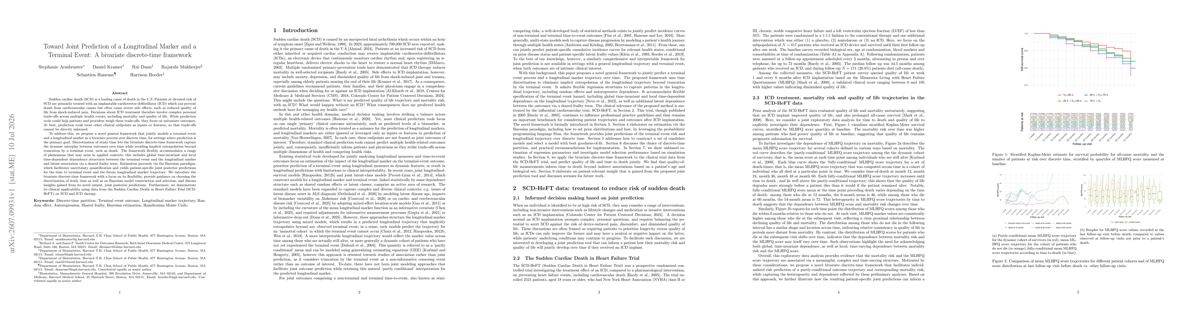 Thumbnail for Toward Joint Prediction of a Longitudinal Marker and a Terminal Event: A bivariate discrete-time framework