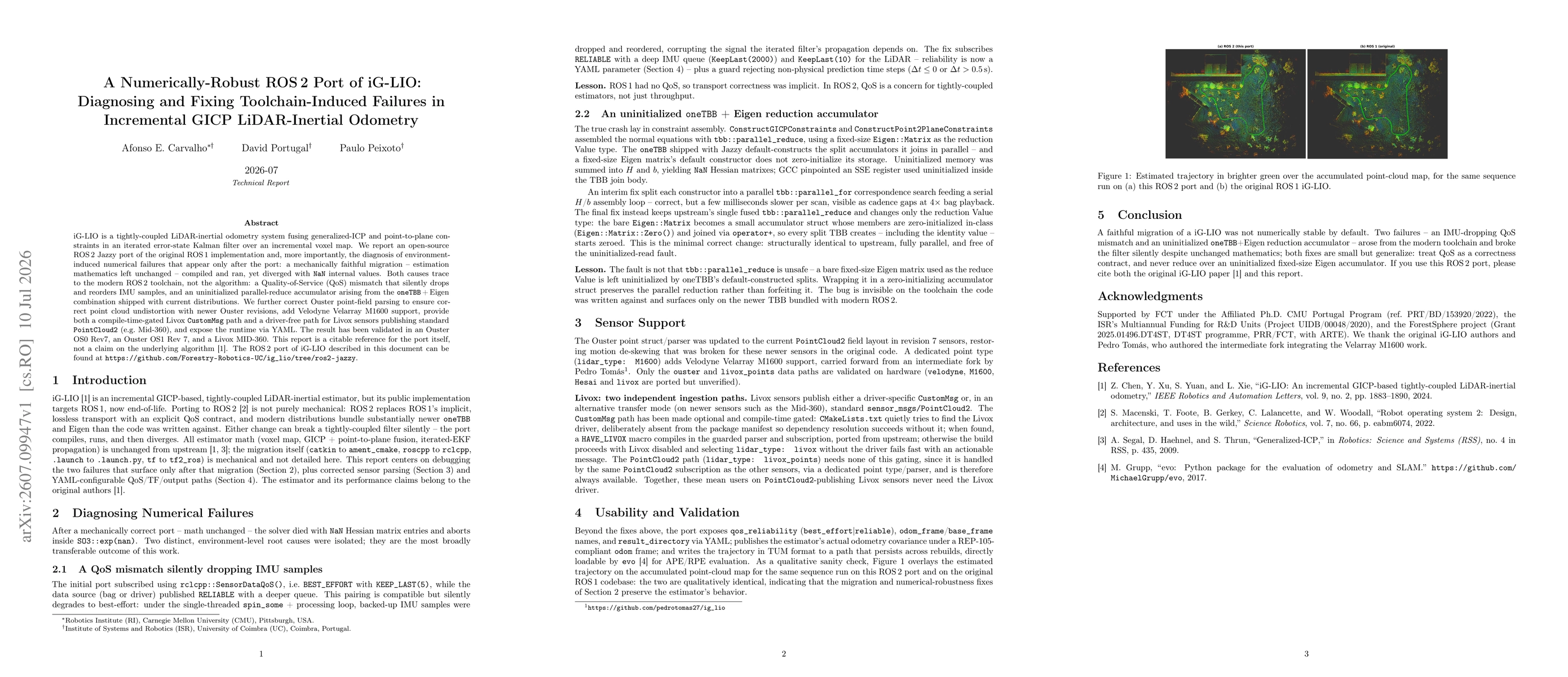 Thumbnail for A Numerically-Robust ROS 2 Port of iG-LIO: Diagnosing and Fixing Toolchain-Induced Failures in Incremental GICP LiDAR-Inertial Odometry