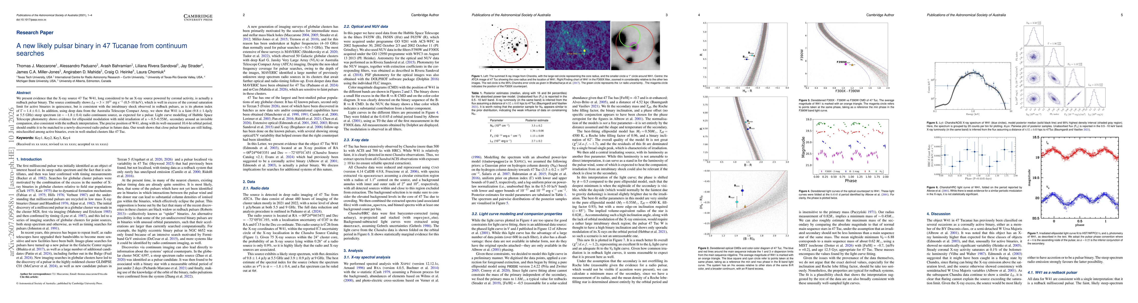 Thumbnail for A new likely pulsar binary in 47~Tucanae from continuum searches