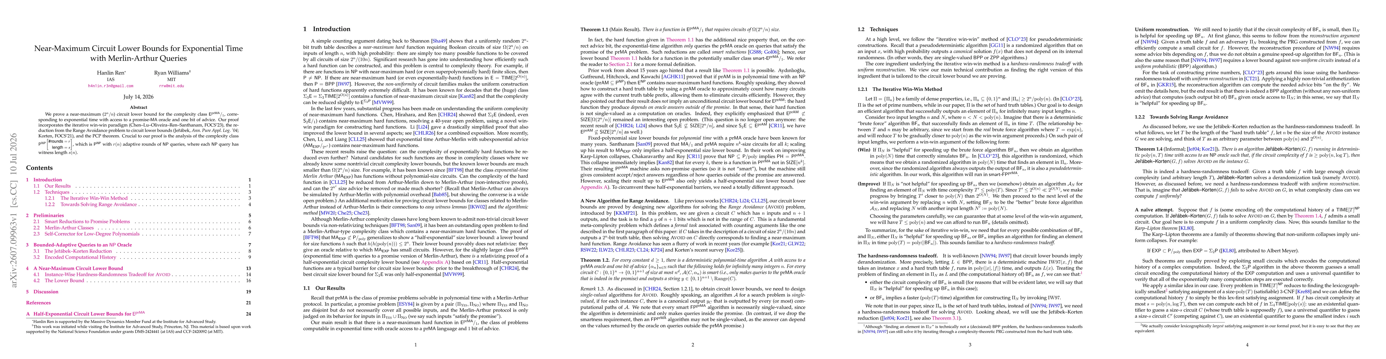 Thumbnail for Near-Maximum Circuit Lower Bounds for Exponential Time with Merlin-Arthur Queries
