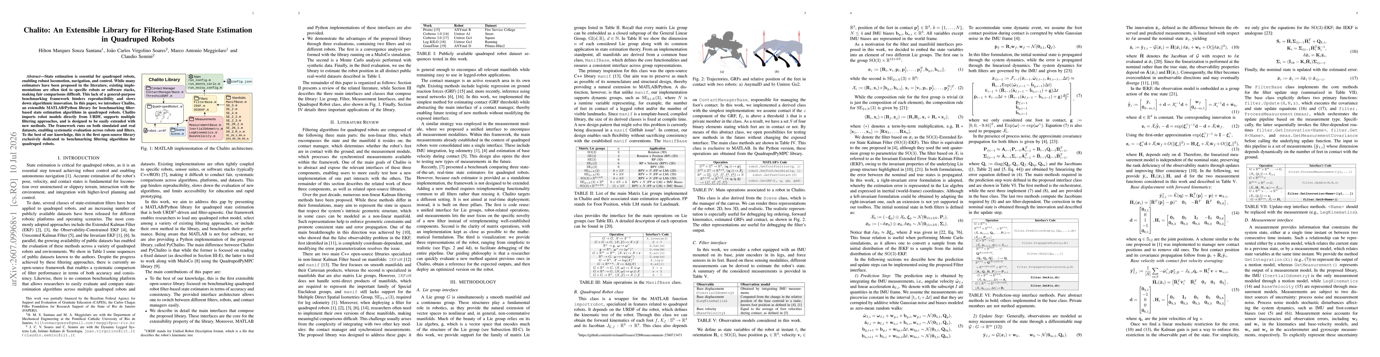 Thumbnail for Chalito: An Extensible Library for Filtering-Based State Estimation in Quadruped Robots