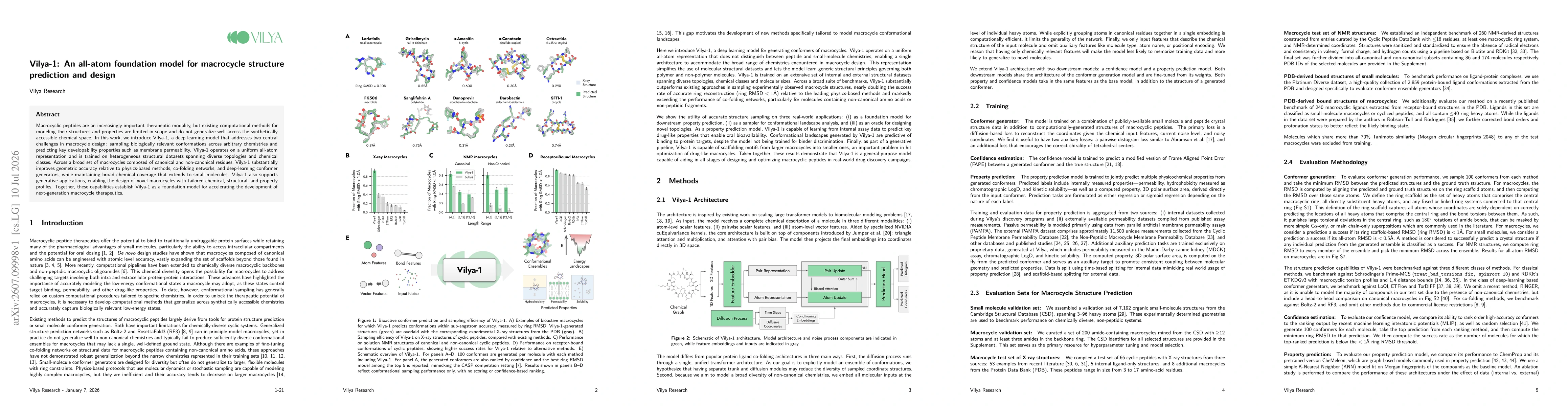 Thumbnail for Vilya-1: An all-atom foundation model for macrocycle structure prediction and design