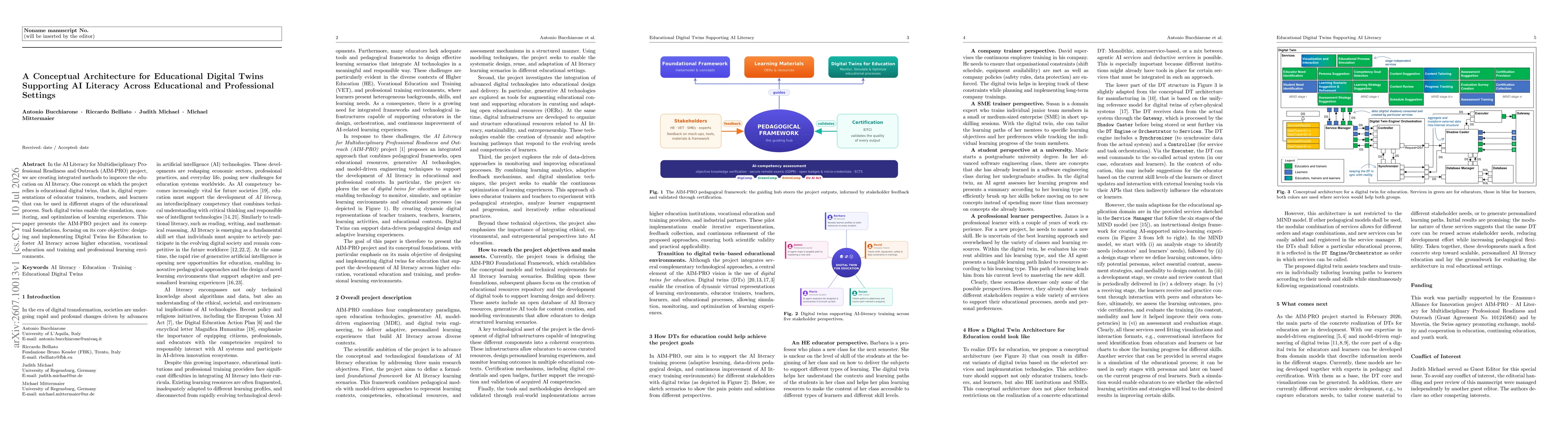 Thumbnail for A Conceptual Architecture for Educational Digital Twins Supporting AI Literacy Across Educational and Professional Settings