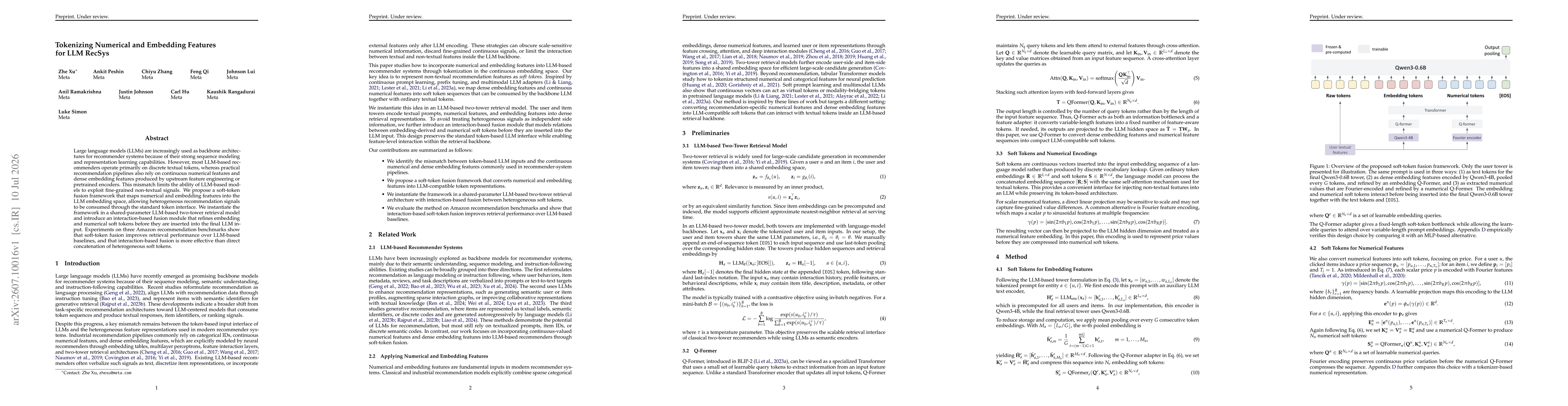Thumbnail for Tokenizing Numerical and Embedding Features for LLM RecSys