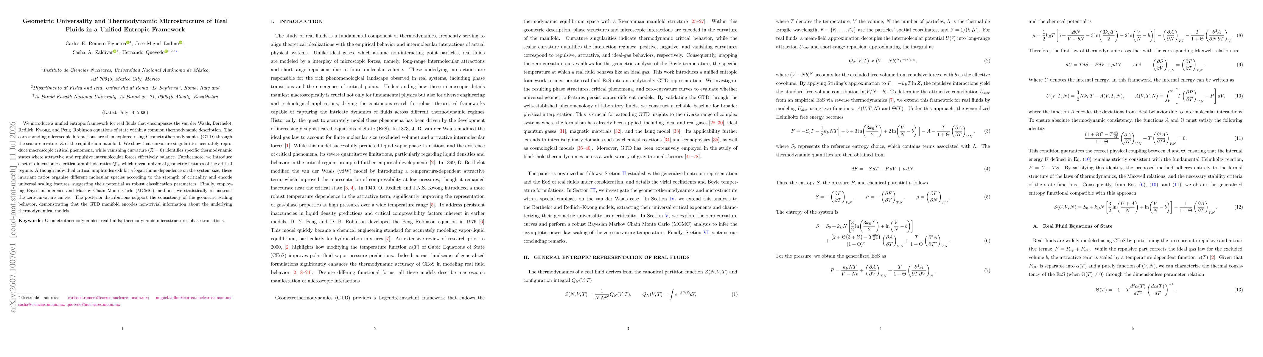 Thumbnail for Geometric Universality and Thermodynamic Microstructure of Real Fluids in a Unified Entropic Framework