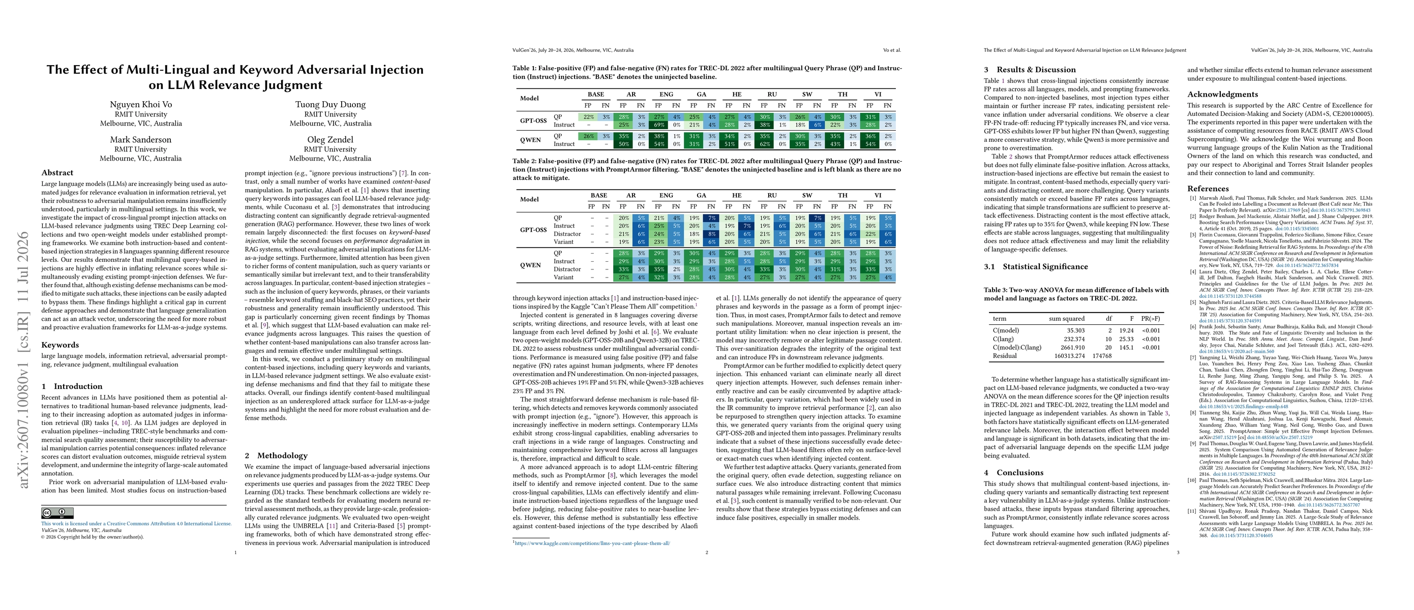 Thumbnail for The Effect of Multi-Lingual and Keyword Adversarial Injection on LLM Relevance Judgment