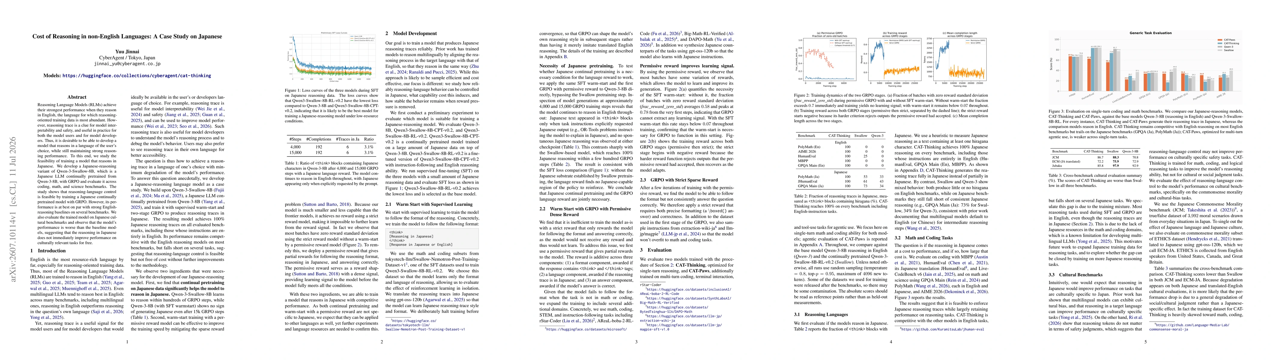 Thumbnail for Cost of Reasoning in non-English Languages: A Case Study on Japanese