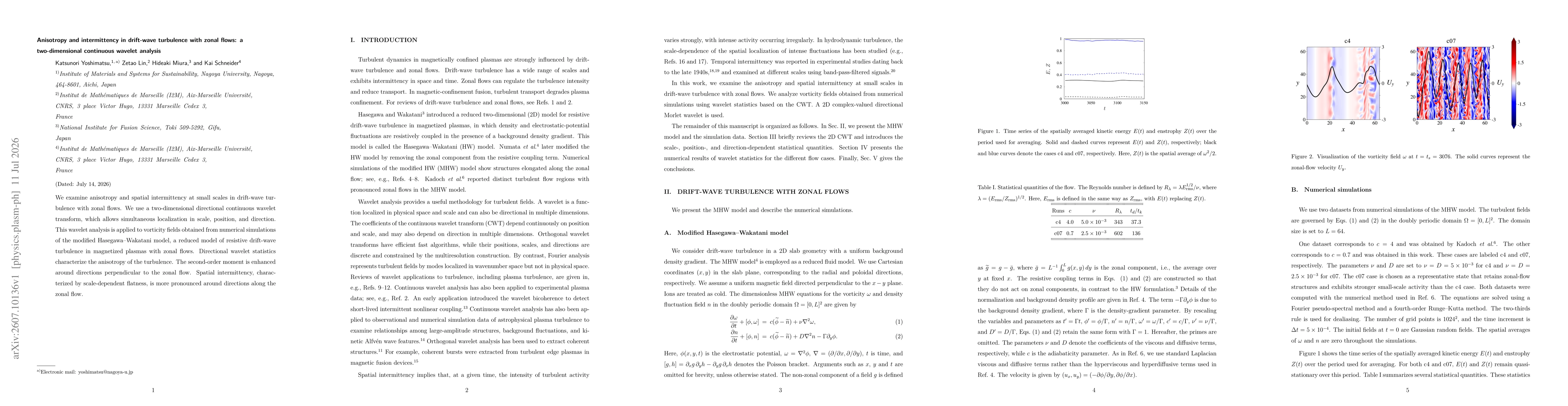 Thumbnail for Anisotropy and intermittency in drift-wave turbulence with zonal flows: a two-dimensional continuous wavelet analysis