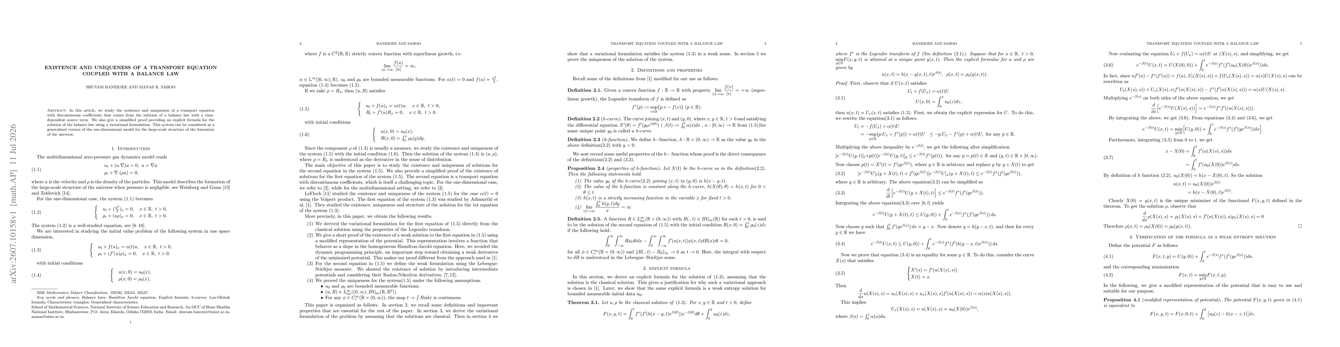 Thumbnail for Existence and Uniqueness of a Transport Equation coupled with a Balance law
