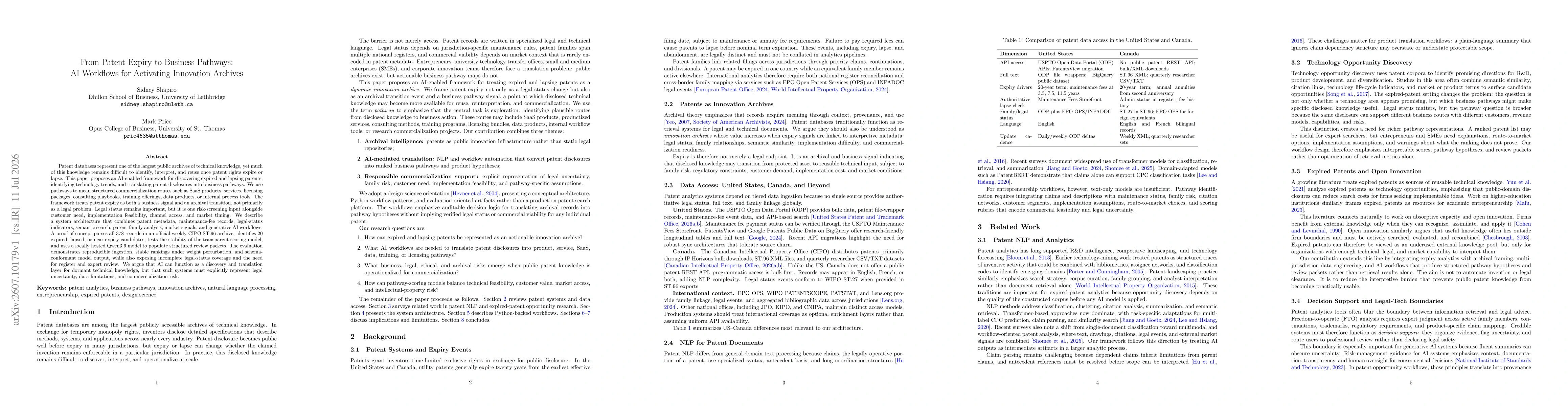 Thumbnail for From Patent Expiry to Business Pathways: AI Workflows for Activating Innovation Archives