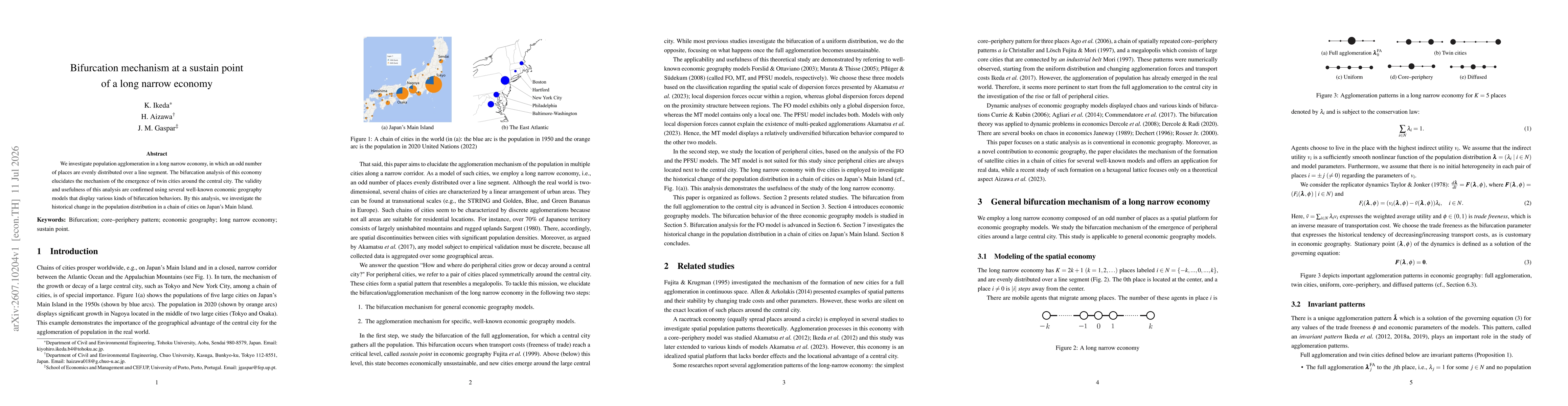 Thumbnail for Bifurcation mechanism at a sustain point of a long narrow economy