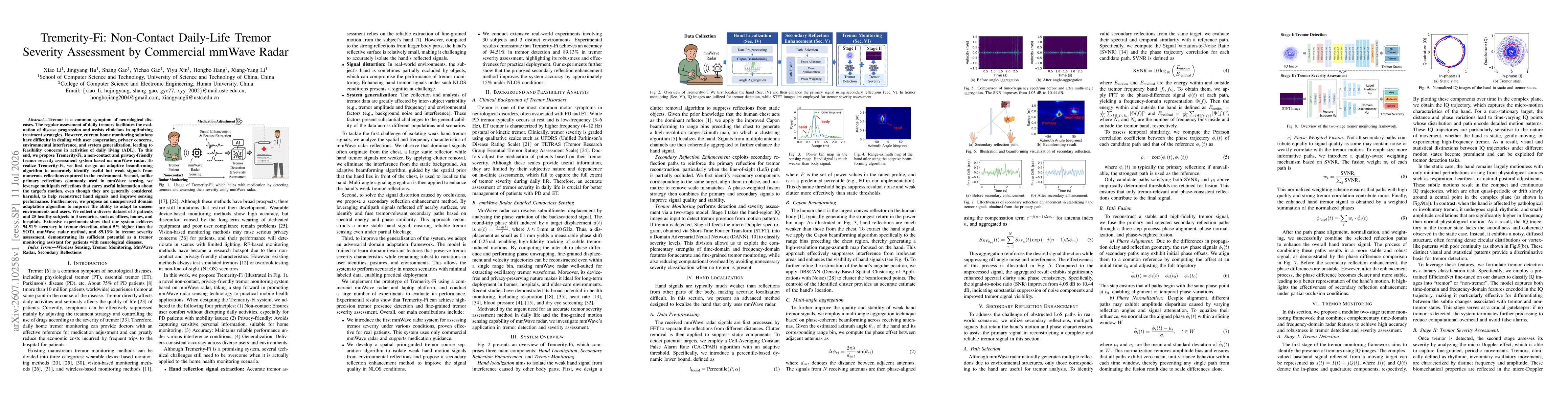 Thumbnail for Tremerity-Fi: Non-Contact Daily-Life Tremor Severity Assessment by Commercial mmWave Radar