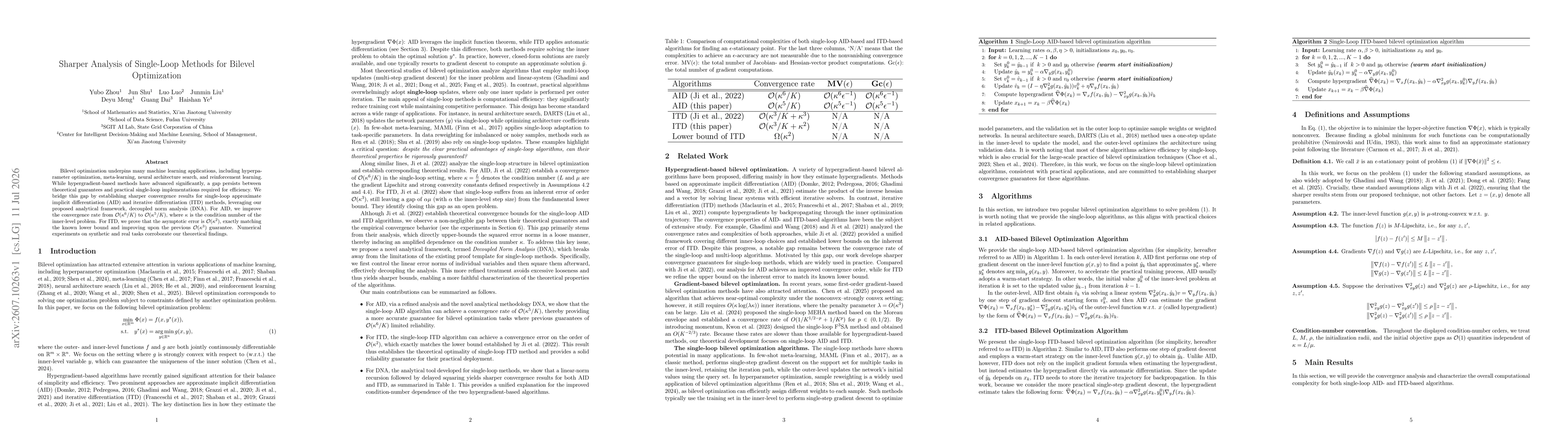 Thumbnail for Sharper Analysis of Single-Loop Methods for Bilevel Optimization