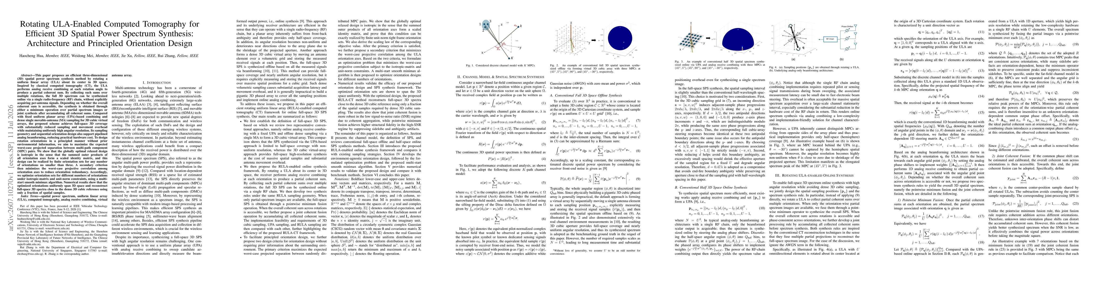 Thumbnail for Rotating ULA-Enabled Computed Tomography for Efficient 3D Spatial Power Spectrum Synthesis: Architecture and Principled Orientation Design