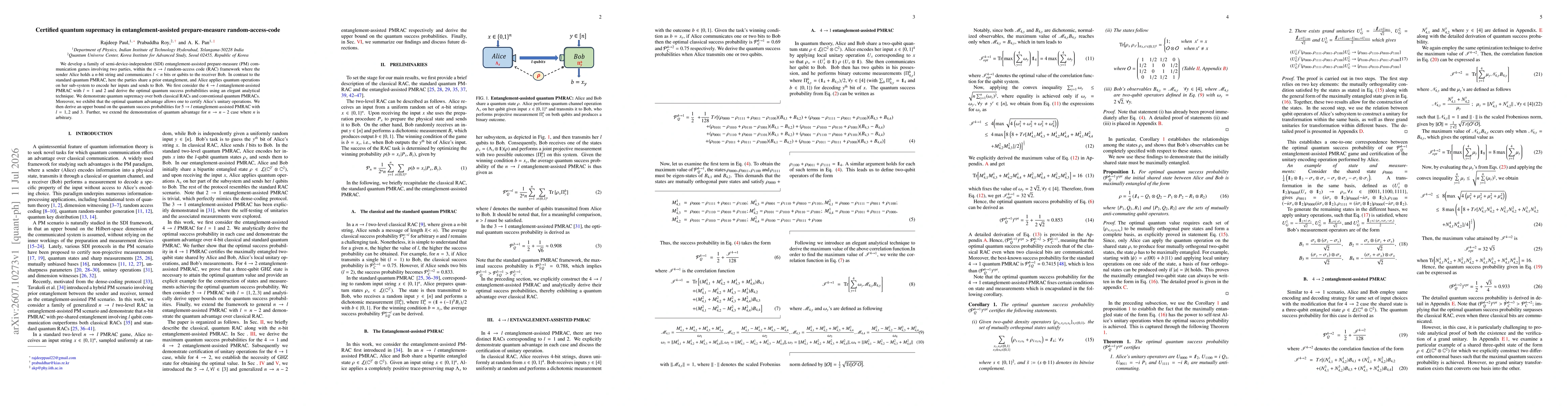 Thumbnail for Certified quantum supremacy in entanglement-assisted prepare-measure random-access-code