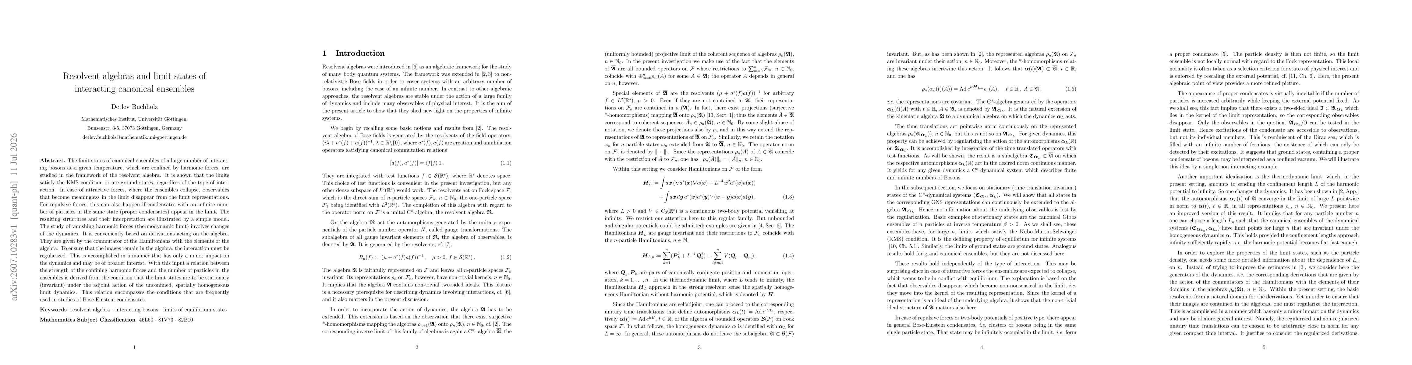 Thumbnail for Resolvent algebras and limit states of interacting canonical ensembles
