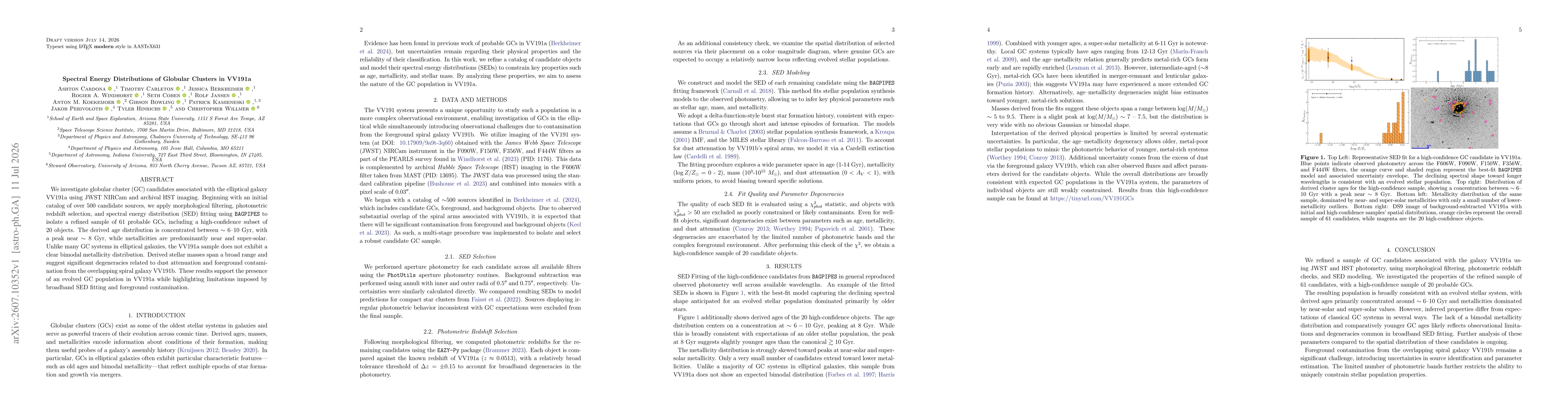 Thumbnail for Spectral Energy Distributions of Globular Clusters in VV191a