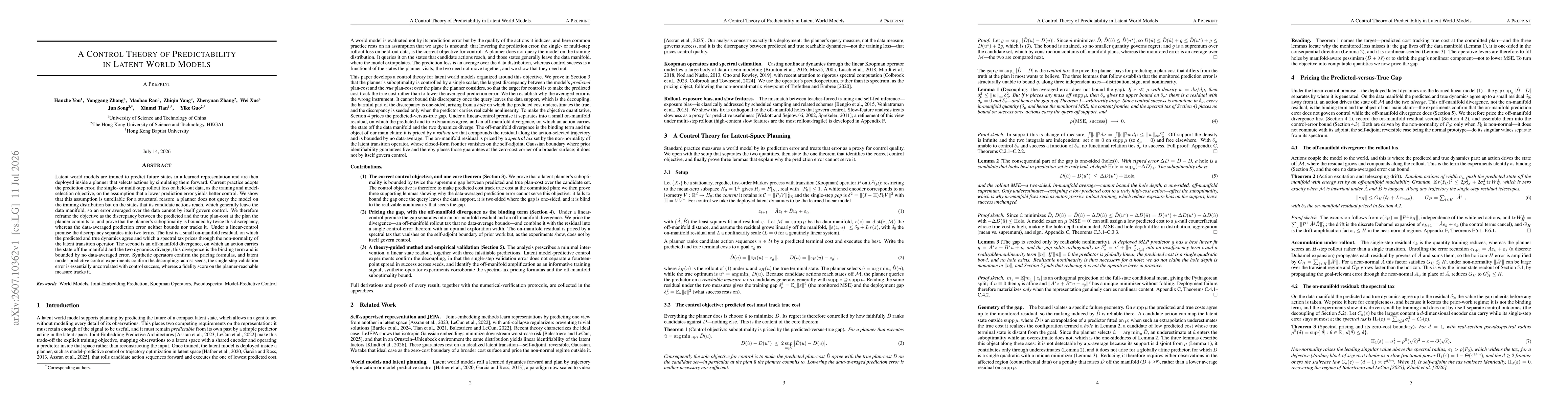Thumbnail for A Control Theory of Predictability in Latent World Models