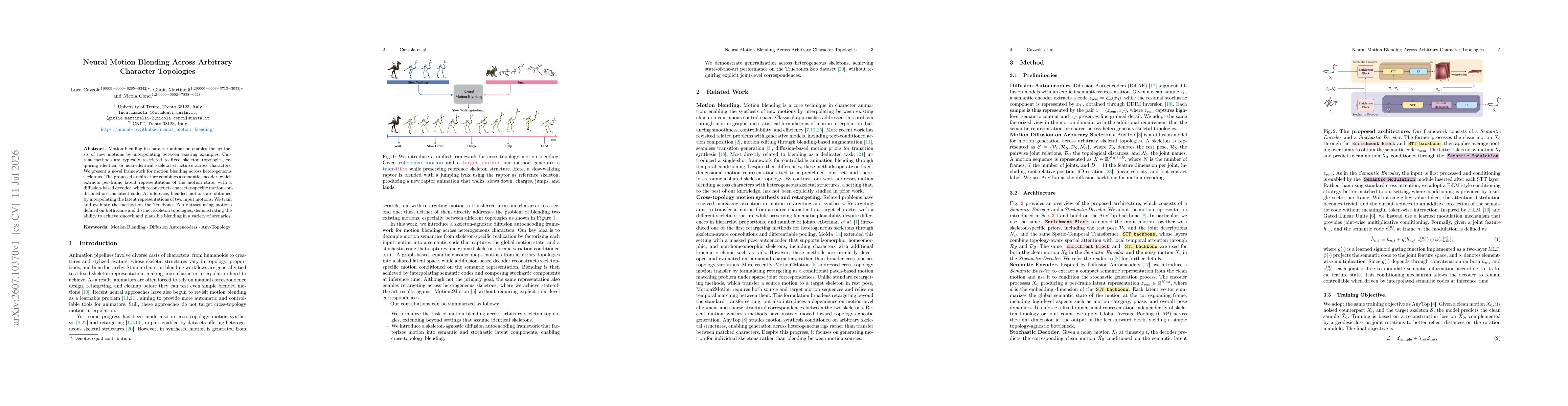 Thumbnail for Neural Motion Blending Across Arbitrary Character Topologies