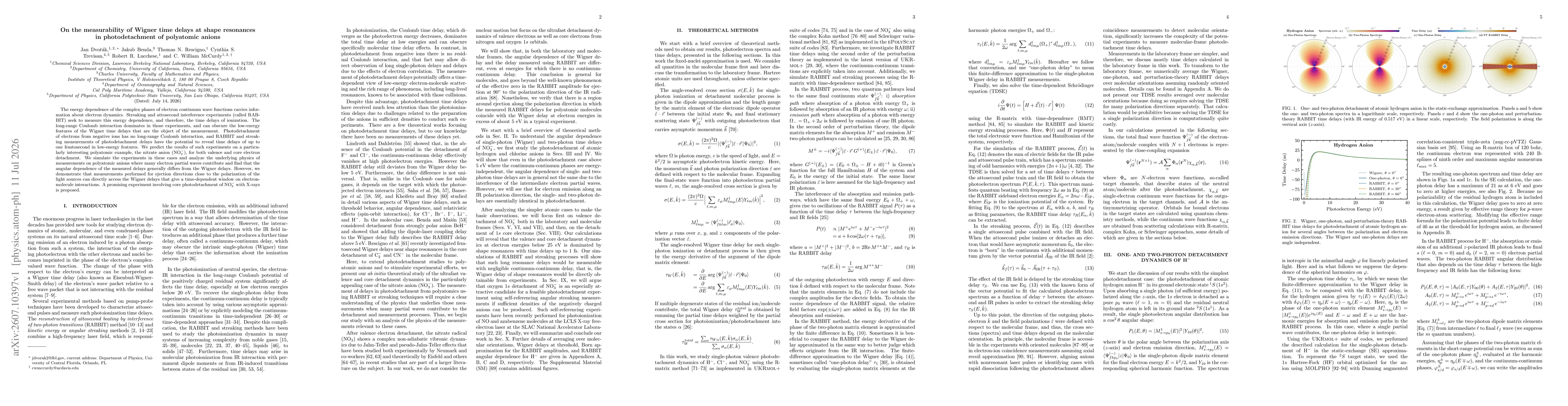 Thumbnail for On the measurability of Wigner time delays at shape resonances in photodetachment of polyatomic anions