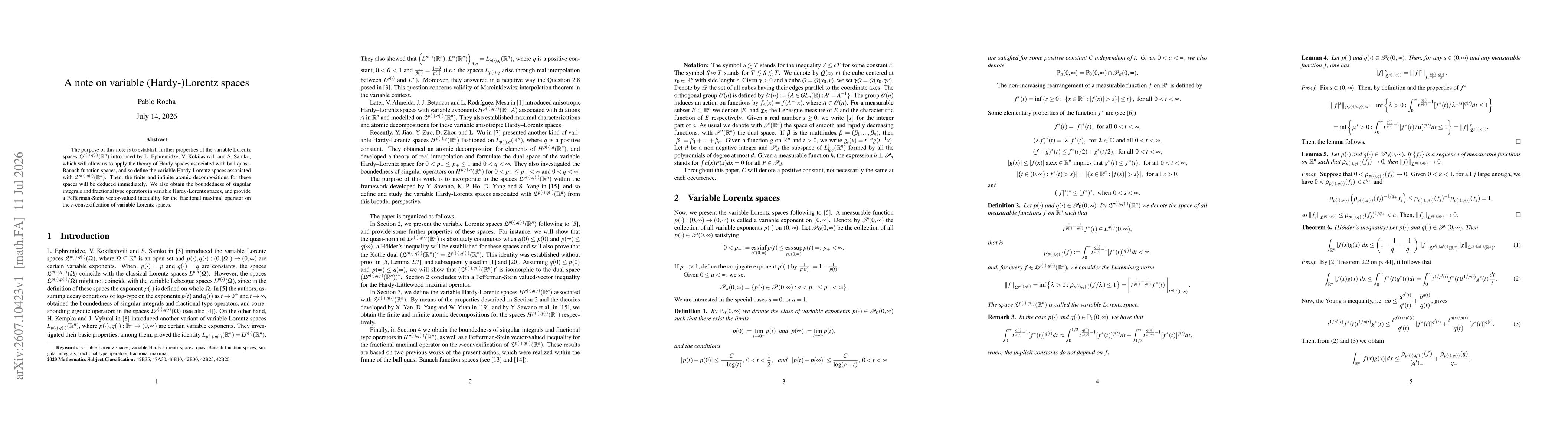 Thumbnail for A note on variable (Hardy-)Lorentz spaces