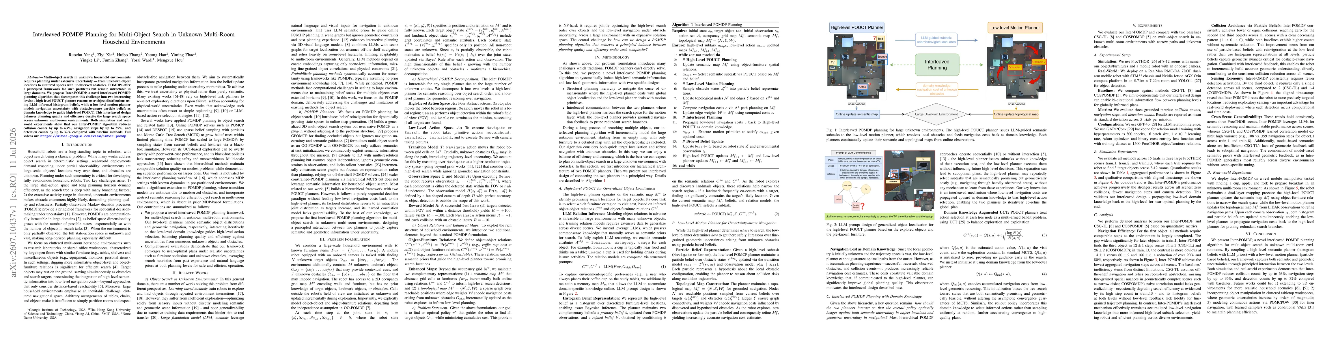 Thumbnail for Interleaved POMDP Planning for Multi-Object Search in Unknown Multi-Room Household Environments