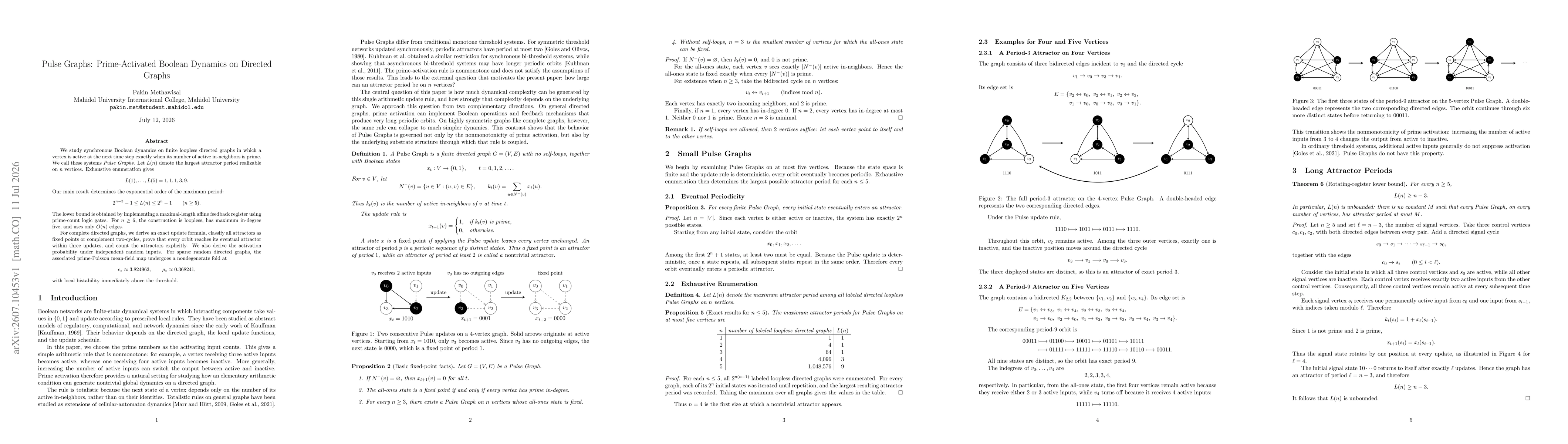 Thumbnail for Pulse Graphs: Prime-Activated Boolean Dynamics on Directed Graphs