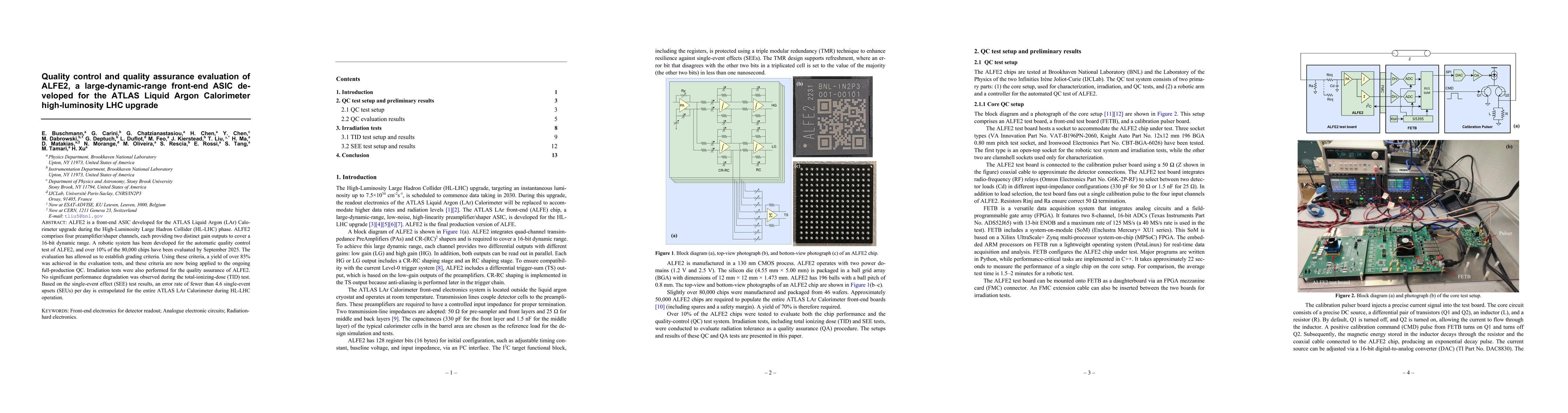 Thumbnail for Quality control and quality assurance evaluation of ALFE2, a large-dynamic-range front-end ASIC de-veloped for the ATLAS Liquid Argon Calorimeter high-luminosity LHC upgrade