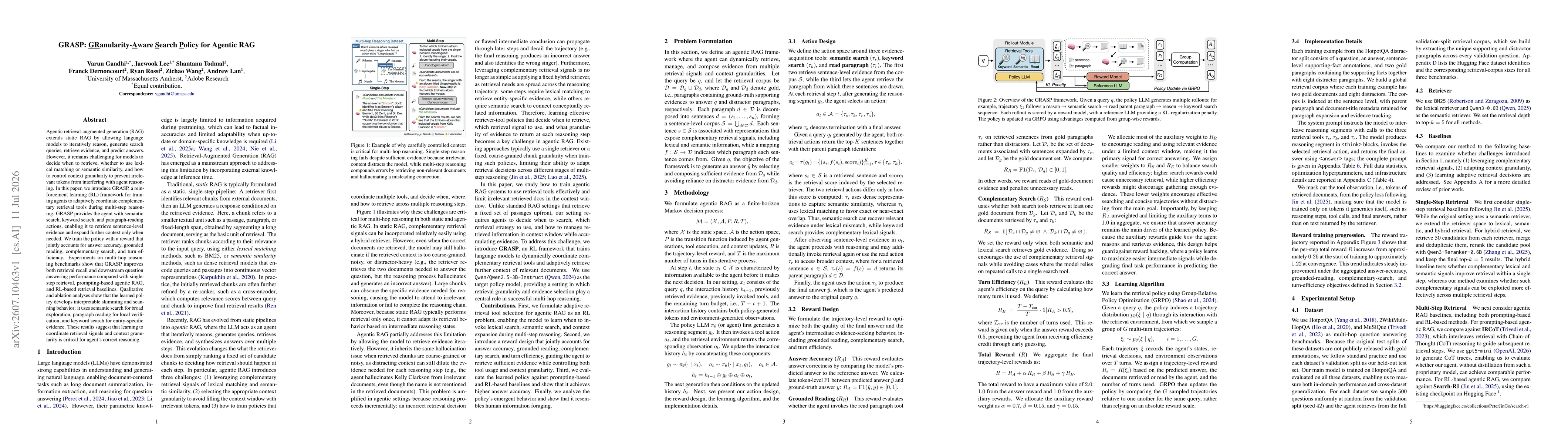 Thumbnail for GRASP: GRanularity-Aware Search Policy for Agentic RAG