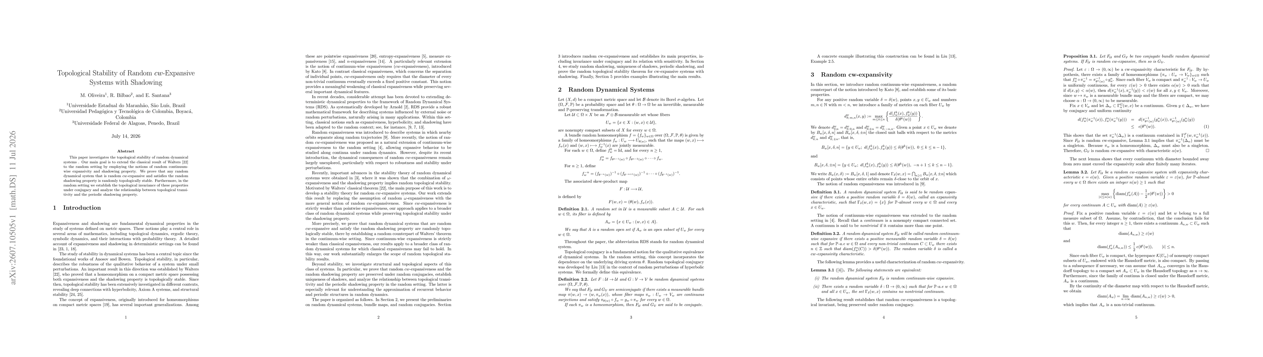 Thumbnail for Topological Stability of Random $cw$-Expansive Systems with Shadowing