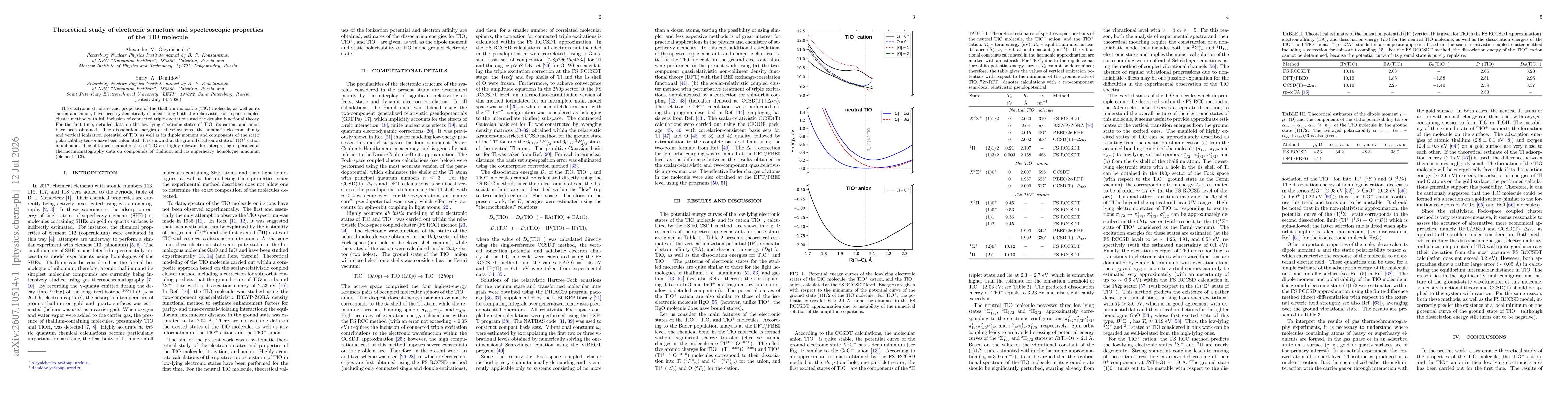 Thumbnail for Theoretical study of electronic structure and spectroscopic properties of the TlO molecule